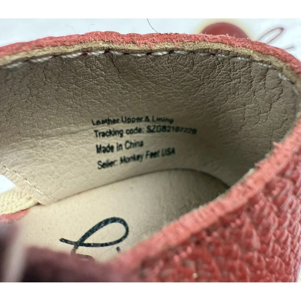 MONKEY‎ FEET Leather Infant Shoes Size 6-12 Months Soft EUC